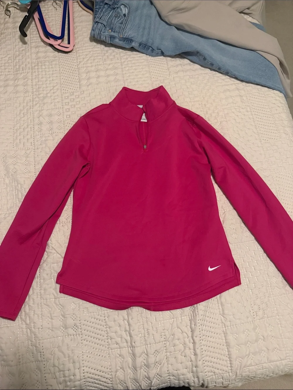 Nike Women's Magenta Quarter-Zip Athletic Pullover